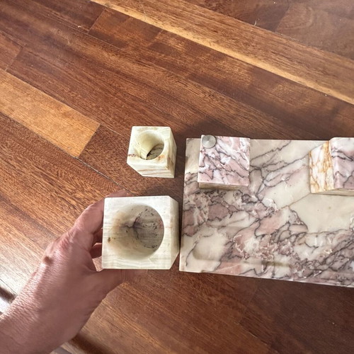 Vintage desk set from Eretria marble and onyx like new
