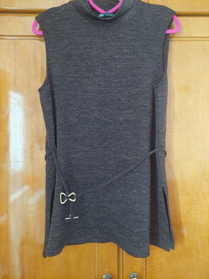 Brown sleeveless Zara top like new with belt size M
