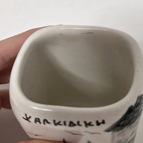Handmade clay pencil holder Chalkidiki like new, 30 years old