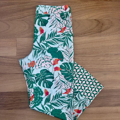 Devotion silk-like tropical print summer pants like new