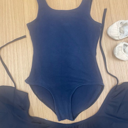 Ballet costume used with shoes dark blue for age 7-8