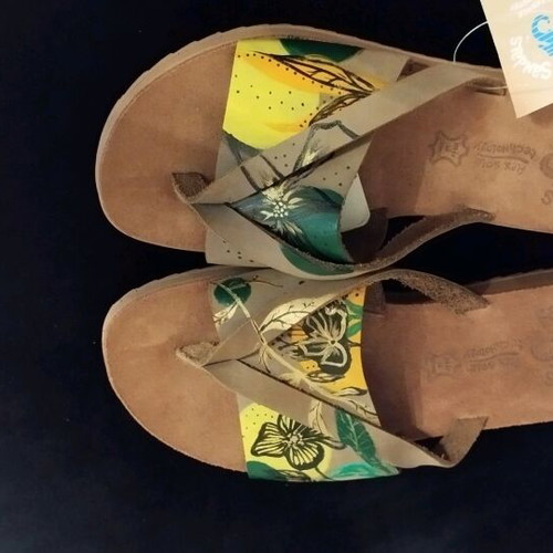 Anatomic sandals new, hand-painted natural leather, size 36