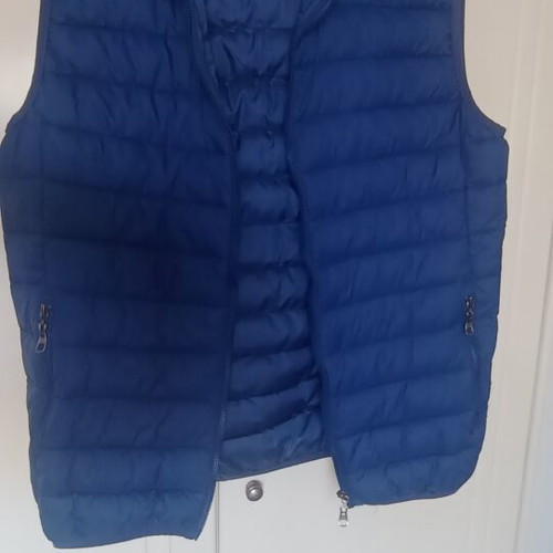 Patrick sleeveless jacket with removable hood, blue, size Large