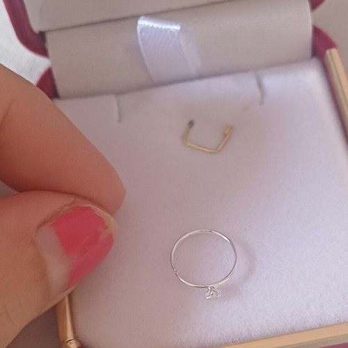 Minimalist hoop earring with rhinestone for nose or ear piercing
