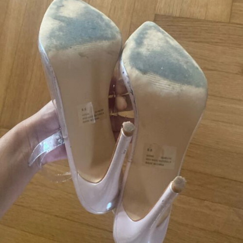 Clear strap heels, beige, size 39.5