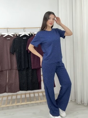 Women's set new, blue with subtle shiny details