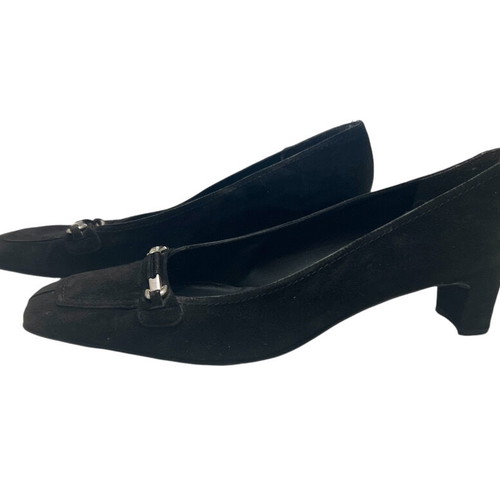 Stuart Weitzman black suede mid heels used