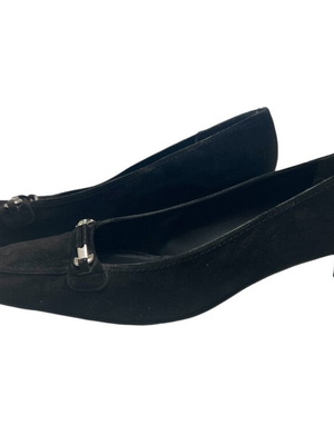 Stuart Weitzman black suede mid heels used