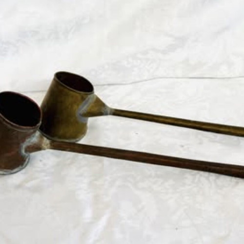 Cypriot Brass Briki for Ouzaki Coffee Used, Set of 2