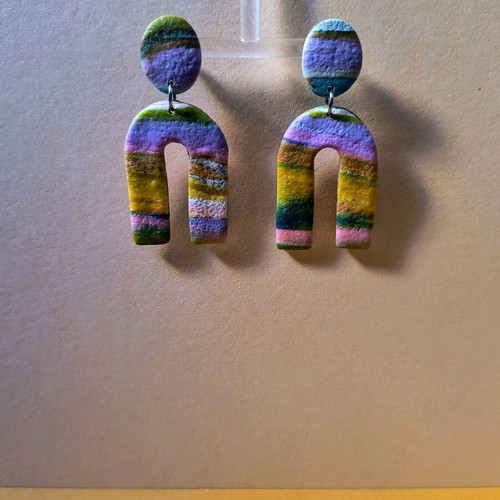Handmade polymer clay dangle earrings new with stainless steel stud