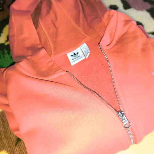 Adidas jacket orange size M like new with hood