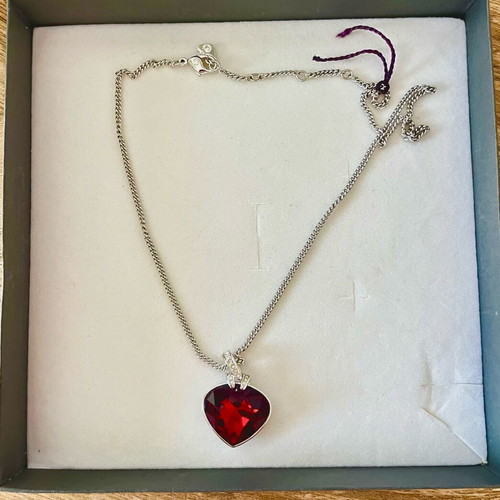 Swarovski Necklace with Heart Pendant and Red Crystal new