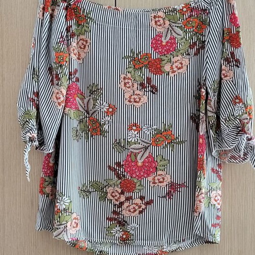 Maki Philosophy floral striped blouse, size L