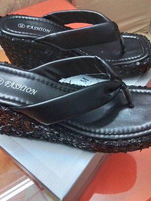 Black summer shoes with sequins