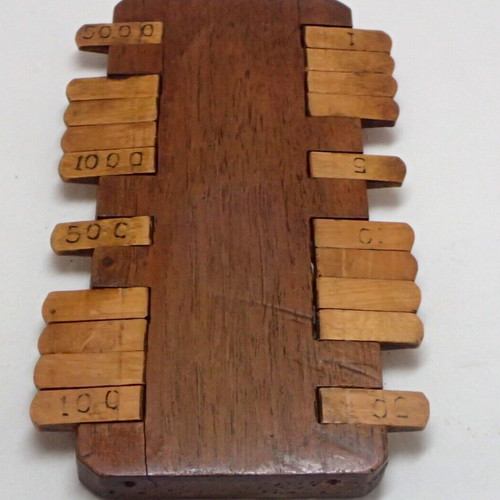 Vintage wooden Bezique used, game score counter