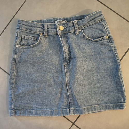 Blue denim mini skirt, slim fit, size L