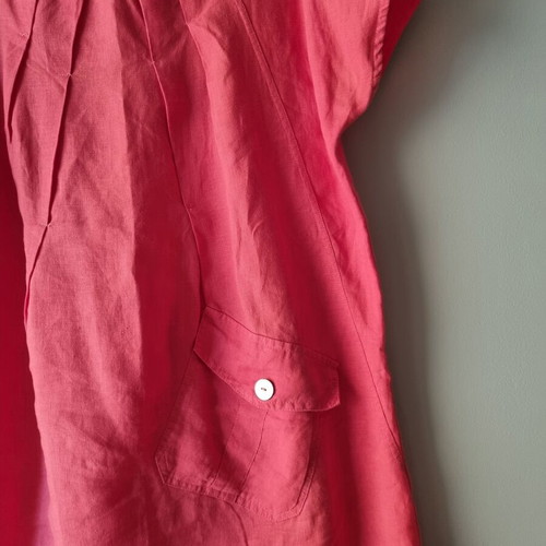 Linen dress like new, cotton blend, watermelon color, size L