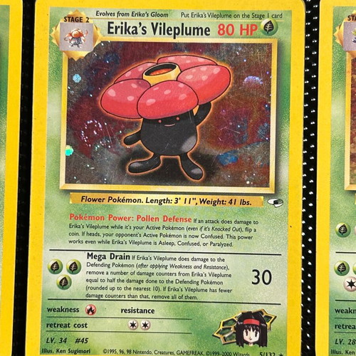 Gym Heroes Pokémon cards pack of 3: Erika’s Oddish, Gloom, Vileplume