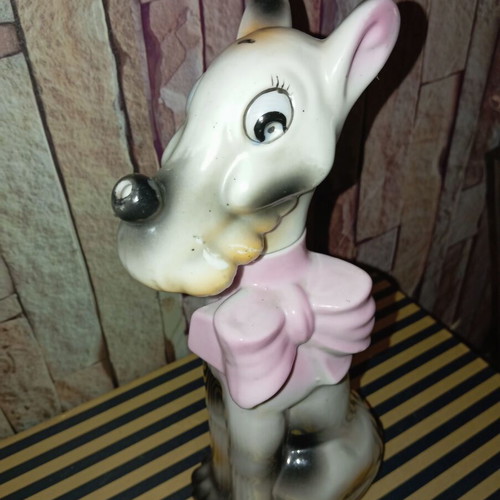 Vintage porcelain bottle shaped like a dog 26"