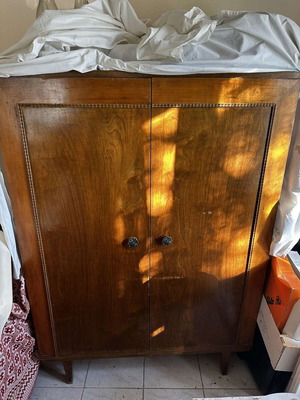 Antique wardrobe with drawers and hanging used