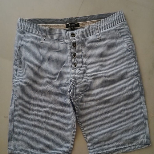 Bershka Men's Striped Linen Viscose Bermuda Shorts Size M Like New