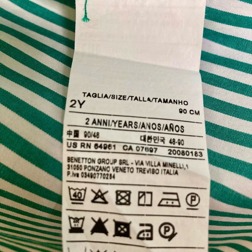 Benetton shirt for 2-year-old boy like new, striped white-green