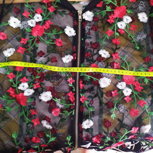 Tulle jacket used, floral, size large, black