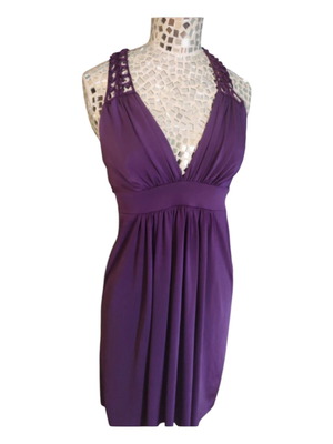 Veloudakis purple midi dress, used, backless