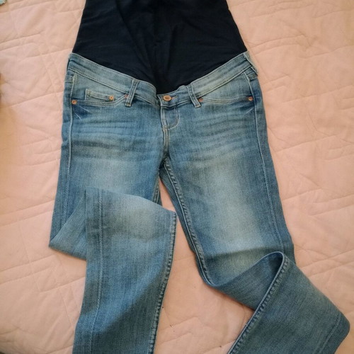 Maternity denim jeans and nursing shirt used, blue, size S