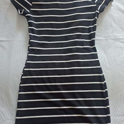 Shein striped short-sleeve dress black and white new