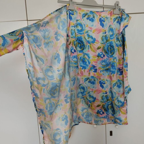Vila satin floral midi skirt like new, small medium, pink multicolor