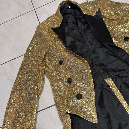 Gold tailcoat with sequins used, size S