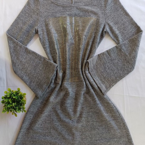 Marlen grey dress with metallic pattern like new