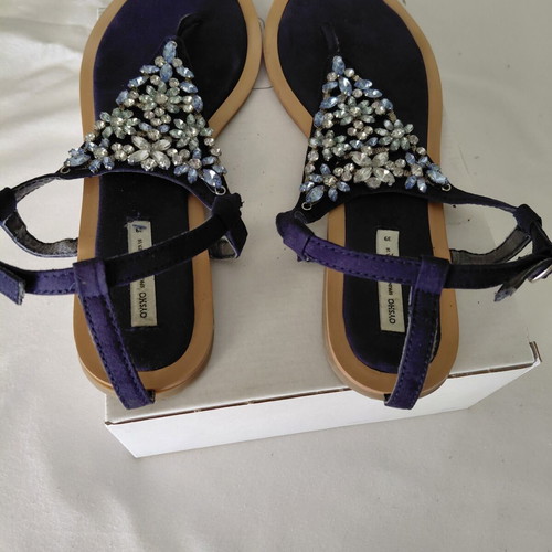 Oysho sandals with Swarovski stones used, size 39, blue