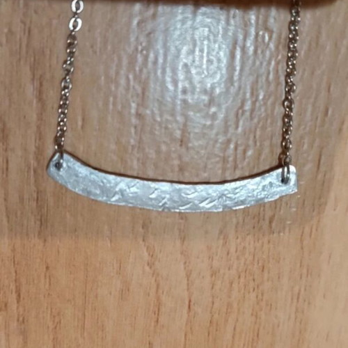 Minimal Silver Necklace Handmade Aluminum Bar, 36cm Chain