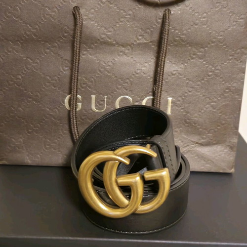 Gucci GG Marmont thin belt like new, black and gold, size 80cm