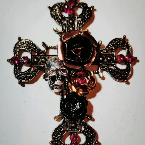Gothic cross bronze and copper new with zircon stones