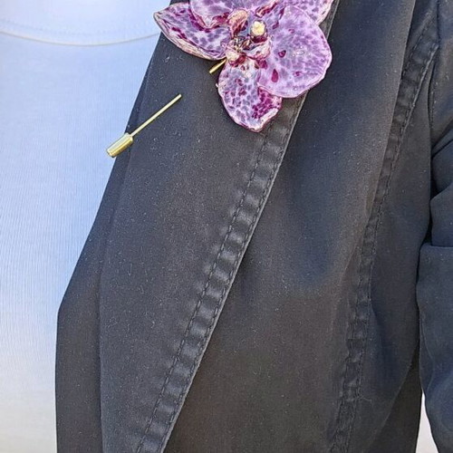 Handmade brooch pin with natural orchid flower new