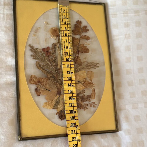 Vintage framed dried flower art