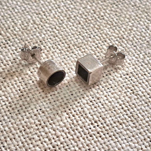 Handmade silver stud earrings 925, set of 3, geometry design, like new