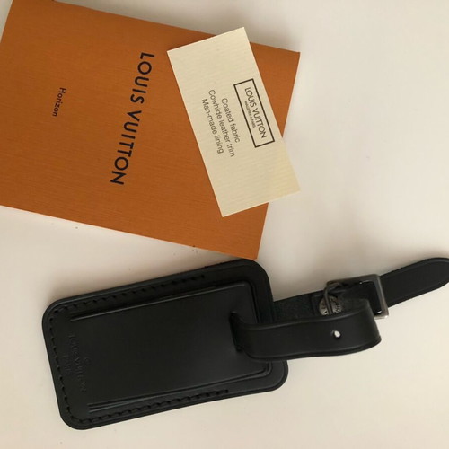 Louis Vuitton leather luggage tag new black