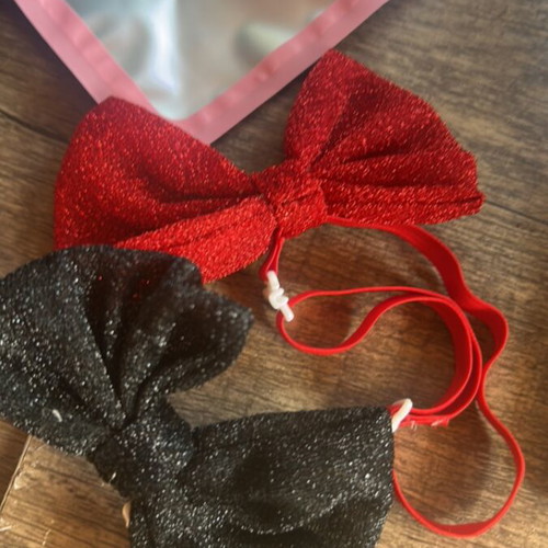 Dog ribbons new, black and red with glitter adjustable