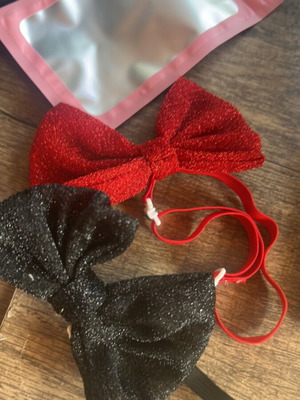 Dog ribbons new, black and red with glitter adjustable
