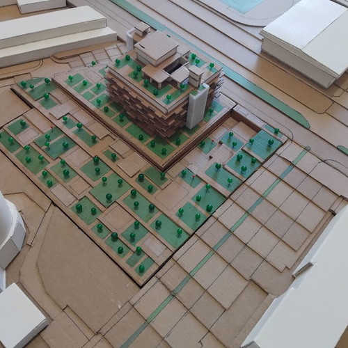 Architectural model scale 1/500 new, kraft cardboard