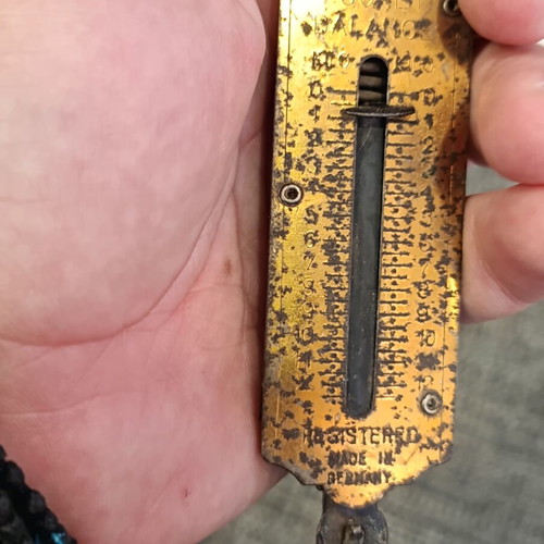Old hand scale used, grandma's, metal plate works