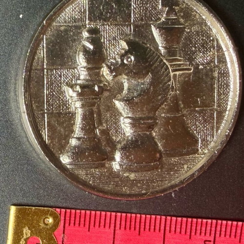 Chess medal like new, silver color 50mm