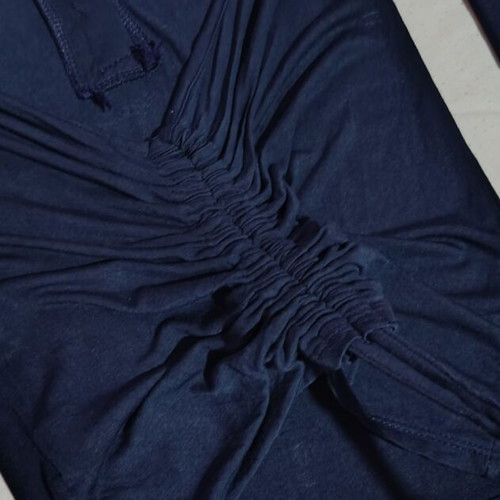 BSB fitted shirt with open back and ruffle sleeves, size S, blue
