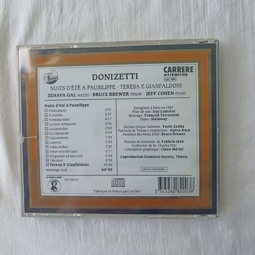 Donizetti Nuits d'ete a Pausilippe Teresa e Gianfaldoni CD new, classical