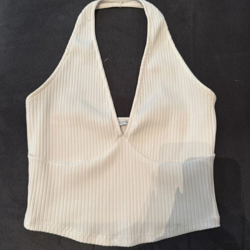 Bershka white backless top like new, size L