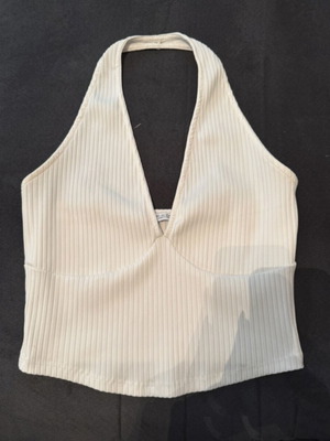 Bershka white backless top like new, size L